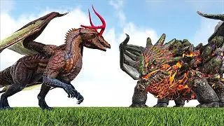 MEGA FIRE MIRALOSAUR VS YMIR DRAGON ARMY AND MORE! (ARK SURVIVAL EVOLVED BATTLE)