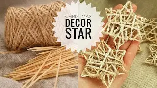 Christmas decor Star made of jute and toothpicks