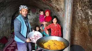Cold Winter day in a Cave and Cooking Village Food | Village life in Afghanistan
