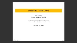 ECE 459 Lecture 15: Rate Limits