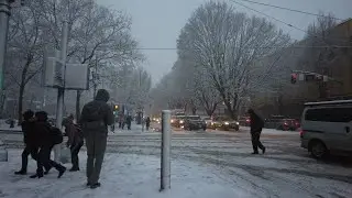 Downtown Portland Snowstorm during Rush Hour
