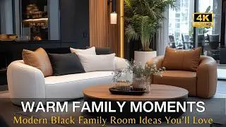Cozy Fall Family Room with Modern Furniture Decorating Ideas and Elegant Black Accent Interior Decor