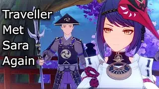 Traveller met Sara again | genshin impact sara | genshin impact cutscene