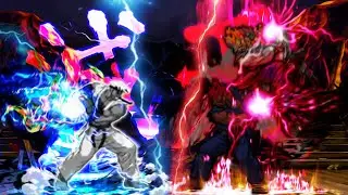Omega God Ryu vs Akuma & Oni. Street Fighter MUGEN Multiverse