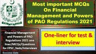 Financial Management and Principal Accounting Officer Regulations 2021 MCQs | PAO | Success Gate