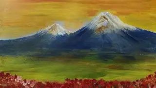 How to draw MOUNTAIN ( ARARAT MOUNTAIN IN  ARMENIA🇦🇲)
