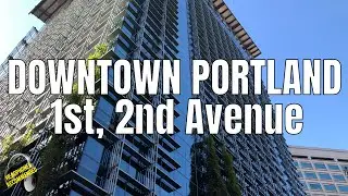 Walking Portland, Downtown 1st, 2nd Avenue 2019 | Binaural 3D Audio | 4K 60ᶠᵖˢ | City