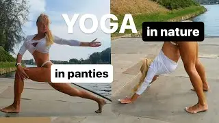 Yoga in nature in panties