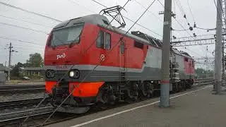 Поезд N22 Москва-Ульяновск. Инза. Перецепляются локомотивы. Электро на дизель.