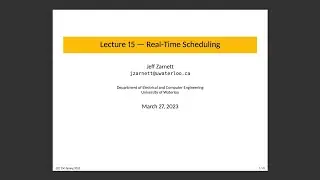 ECE 350 Lecture 15: Real-Time Scheduling