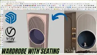 how to make wardrobe with seating | Sketchup | Vray render