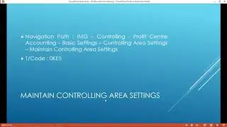 Maintain Controlling Area Settings| Profit Centre Accounting in SAP FICO