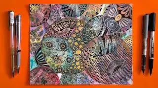 Stunning Watercolor Zen Doodle Art || Beautiful & Relaxing Zendoodle Pattern