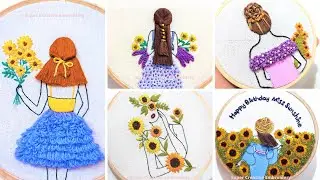 Girl and Hair Embroidery Compilation -1 / Super Creative Girl and Sunflower Embroidery for Beginners