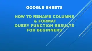 Beginner Basics to rename columns and formatting query function results