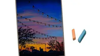 How to Draw a Simple Lighted Evening Scenery in Soft Pastel