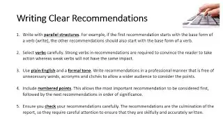 Writing Clear Recommendations