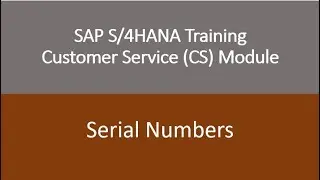 Video 09 - SAP S/4HANA Customer Service (CS) module Training : Technical Objects - Serial Numbers.