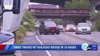 Three trucks hit railroad bridge in 18 hours