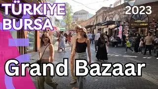 Türkiye Bursa Walking Tour -Grand Mosque(Ulu Camii)-Grand Bazaar-Koza Han-September 2023-(4K 60fps )