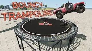 Can CARS BOUNCE On this GIANT TRAMPOLINE? - BeamNG.drive - DSC Trampoline