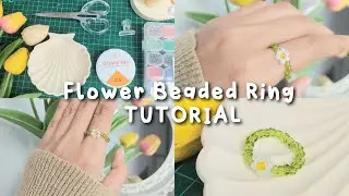 How to make flower beaded ring | DIY / Tutorial cincin manik bunga daisy | Cancan Esen