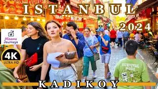 Istanbul Kadikoy & Moda St 4K Walking Tour | Ferry Terminal, Cafe Bars, Turkish Delights | Aug 2024