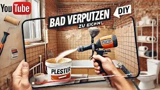 Bad verputzen nach der Wasser und Elektrik Installation mit Putzwerfer und nach 2 Stunden fliesen ￼