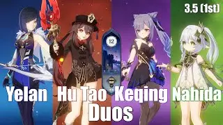 Hu Tao & Yelan / Keqing & Nahida Duos | Continuous Speedrun | 3.5 Spiral Abyss Floor 12