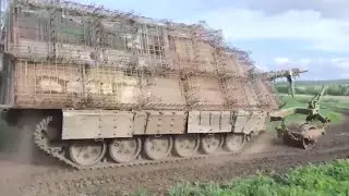 Tank T-72 of Russia with enhanced protection 