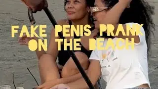fake penis prank on the beach.مقلب قضيب وهمي