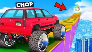 GTA 5 CHOP AND FROSTY CLIMB THE TALLEST MEGA RAMP CHALLENGE