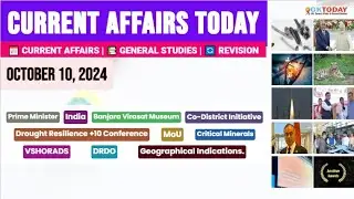 10 October, 2024 |Current Affairs Today |Top MCQs with Static GK & Detailed Revision by GKTODAY 🎯