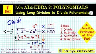 7.6 Algebra 2 How to Long Division of Polynomials Mathgotserved Easy Steps Practice Teachers Pay Kut