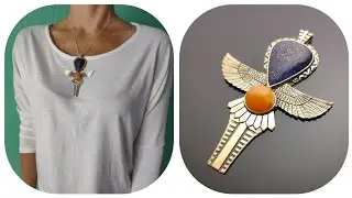 Египетский Анкх или Птица Сокол Ба с лазуритом и агатом! Короткий обзор.