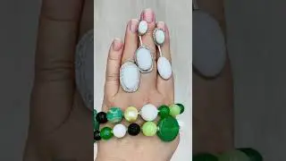 КАХОЛОНГ и ЗЕЕНЫЙ АГАТ. Кольцо и серьги из серебра БОХО, Цены под видео.