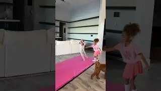 Cartwheel lessons for Emmett this morning 😂 he nailed it right 😆 #funny #siblings #family