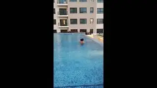 Me and dad in swimming pool