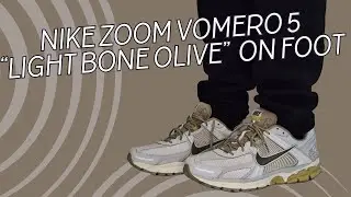 Nike Zoom Vomero 5 Light Bone Medium Olive On Foot | Detailed Look