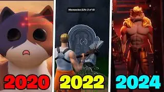 Evolution of Meowscles Deaths in Fortnite Trailers & Events