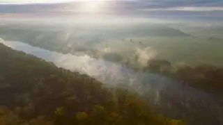 Воронеж. Река Дон. Туман- осень/ autumn fog river aerial drone