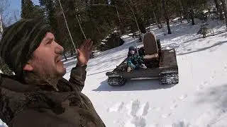 Гусеничный гидравлический мини вездеход  езда по лесу