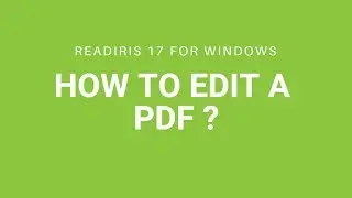 Readiris 17 Windows: How to edit a PDF?