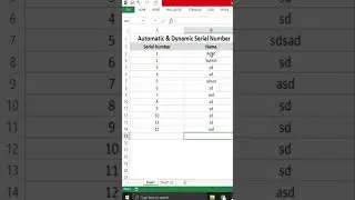 Excel automatic serial number #excel #shorts #short