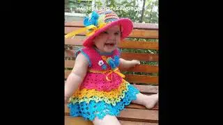 beautiful new style Rainbow crochet baby frock design|winter handmade multicolor baby girls frock