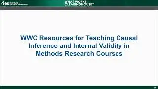 Using the WWC Standards for Postsecondary Research Methods Courses