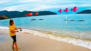 NESSA HORA É SÓ FISGAR ! Sempre aparece no horário e dia certo na pesca de praia