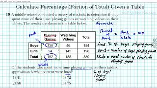 Algebra 1 #10 How to Calculate Percentages Part Whole Table Mathgotserved '21jan Explained steps NY