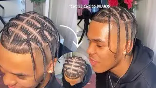 DOING CRISS CROSS BRAIDS ON MY BROTHERS HIGH TOP FADE | BRAID STYLES FOR MEN