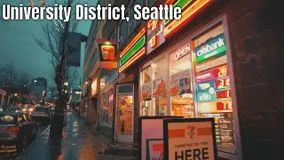 Seattle, University District Walk on a Weekday Evening 4k